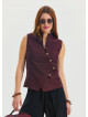 V Neck Cross Buttoned Red Authentic Blouse 4547